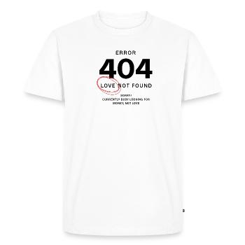 Amour non trouvé – Erreur 404 - T-shirt Premium bio Homme - blanc - Devant - Nico (187cm)