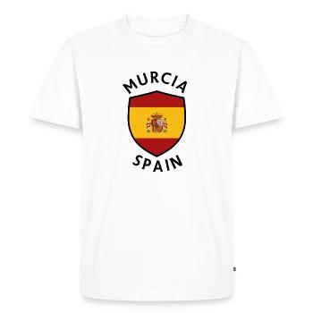 Murcia Shield in Spanish Flag - Men's Premium Organic T-Shirt - white - Front - Nico (187cm)