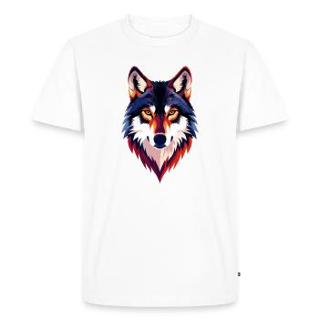Colored Wolf Head Wolf Look Wolf Head Motif - Men's Premium Organic T-Shirt - white - Front - Nico (187cm)