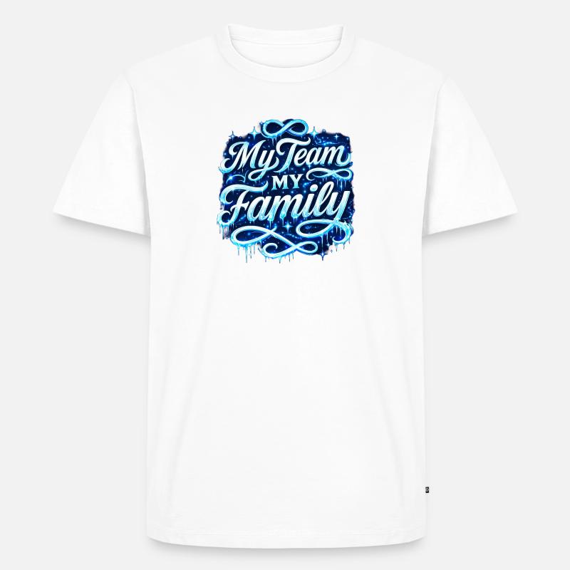 My Team My Family Neon Script - Männer Premium Bio T-Shirt - Weiß