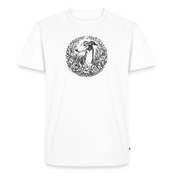 Portrait de Galgo en couronne florale - T-shirt Premium bio Homme - blanc - Devant - Nico (187cm)