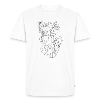Étiquette Thé Minimaliste - T-shirt Premium bio Homme - blanc - Devant - Nico (187cm)