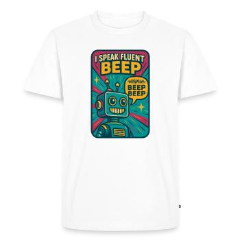 Bip fluide | Robot Science-Fi Nerd - T-shirt Premium bio Homme - blanc - Devant - Nico (187cm)