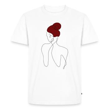 Style artistique Elegant Woman Back Line - avec cheveux roux - T-shirt Premium bio Homme - blanc - Devant - Nico (187cm)
