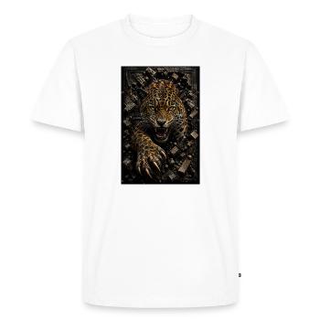 Leopard furious among the blocks - Men's Premium Organic T-Shirt - white - Front - Nico (187cm)