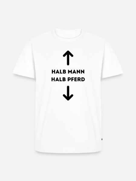 Halb Mann halb Pferd - Männer Premium Bio T-Shirt - Weiß
