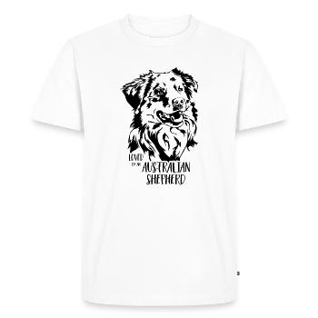 Loved by an Australian Shepherd Dog Wilsigns - Men's Premium Organic T-Shirt - white - Front - Nico (187cm)