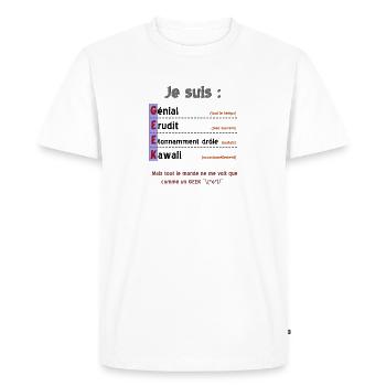 geek - T-shirt Premium bio Homme - blanc - Devant - Nico (187cm)