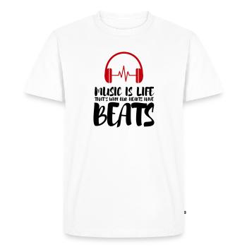 La musique, c’est la vie et c’est pourquoi la vie bat - T-shirt Premium bio Homme - blanc - Devant - Nico (187cm)