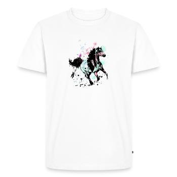 Cheval,Peinture,Coloré, Chevaux,Graffiti, Bleu - T-shirt Premium bio Homme - blanc - Devant - Nico (187cm)