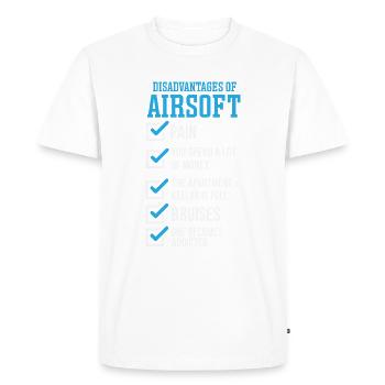 Inconvénients de l’Airsoft - T-shirt Premium bio Homme - blanc - Devant - Nico (187cm)