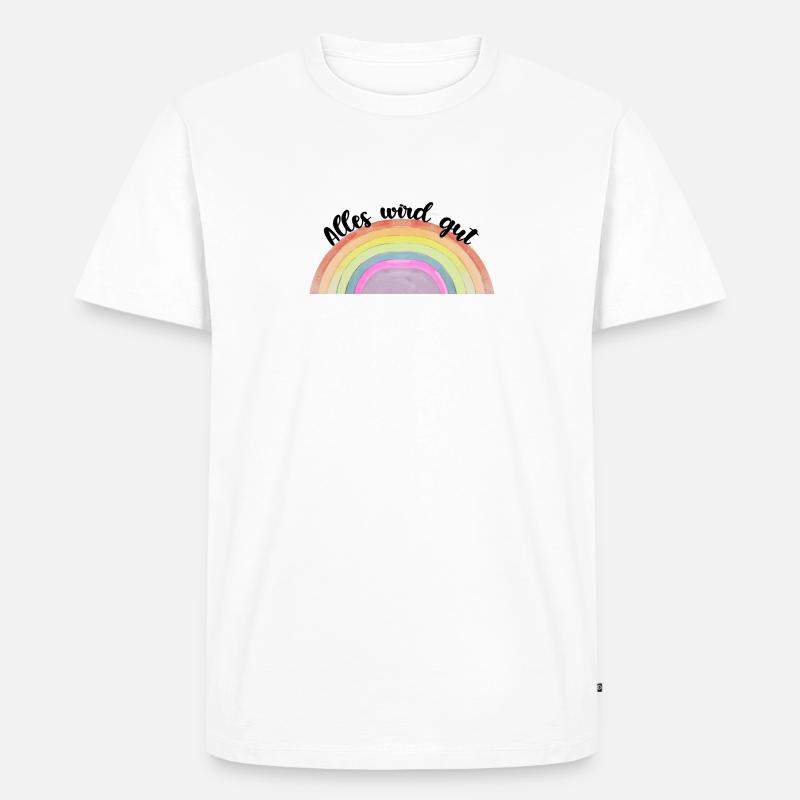 Regenbogen Alles wird gut - Männer Premium Bio T-Shirt - Weiß