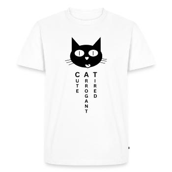 CAT - Mignon Arrogant Fatigué - T-shirt Premium bio Homme - blanc - Devant - Nico (187cm)