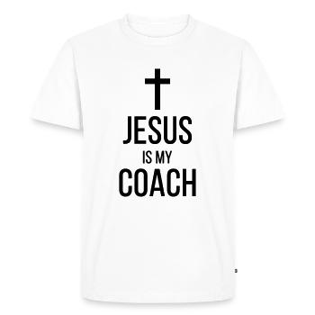 Jesus Is My Coach - Men's Premium Organic T-Shirt - white - Front - Nico (187cm)