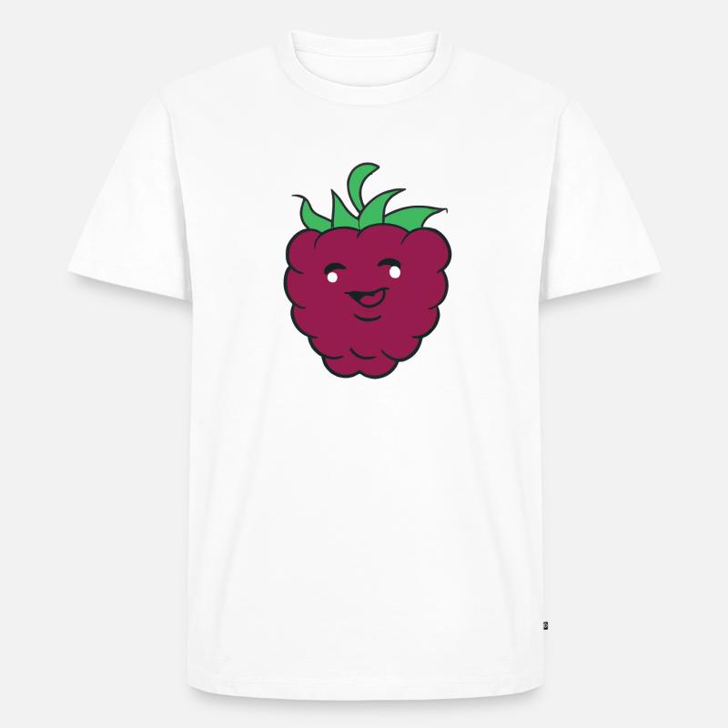 Himbeere mit Lächeln Gesicht Geschenkidee - Männer Premium Bio T-Shirt - Weiß