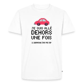 je suis allé dehors une fois - T-shirt Premium bio Homme - blanc - Devant - Nico (187cm)