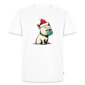 Bouledogue pull moche noël - T-shirt Premium bio Homme - blanc - Devant - Nico (187cm)