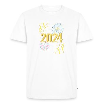 Happy New Year 2024 - Men's Premium Organic T-Shirt - white - Front - Nico (187cm)
