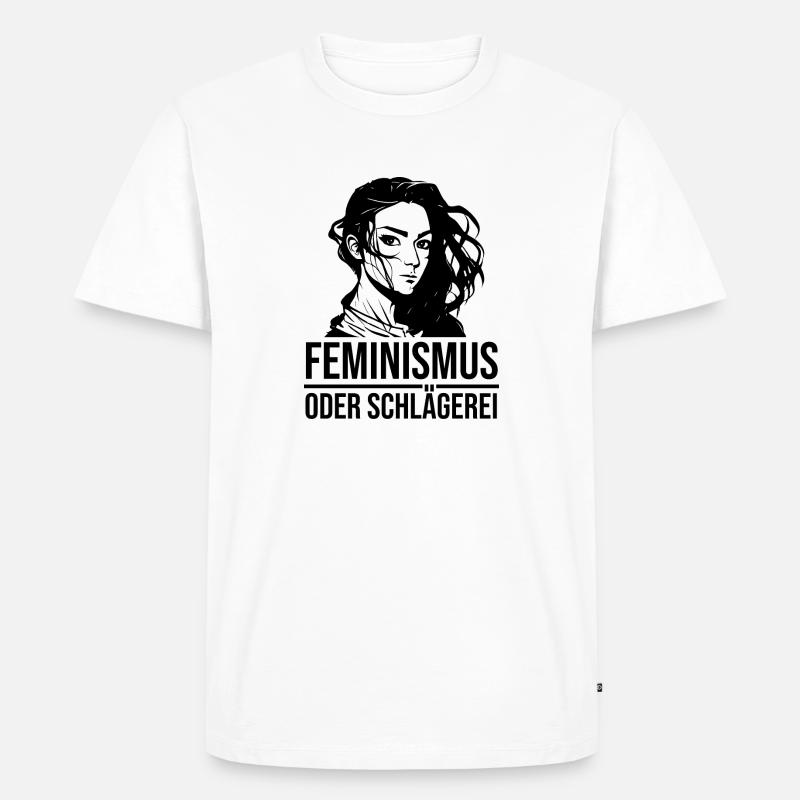 Feminismus oder Schlägerei - Männer Premium Bio T-Shirt - Weiß