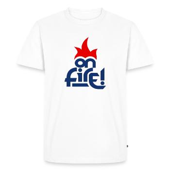 on fire (bleu et rouge) - T-shirt Premium bio Homme - blanc - Devant - Nico (187cm)
