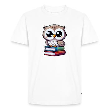 Hibou sur les livres - T-shirt Premium bio Homme - blanc - Devant - Nico (187cm)