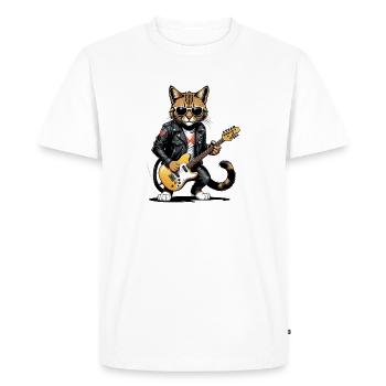 Cat Rocker Cat HardRock Gift - Men's Premium Organic T-Shirt - white - Front - Nico (187cm)