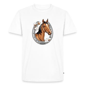 Tête de cheval dans un cadre en forme de fer à cheval - T-shirt Premium bio Homme - blanc - Devant - Nico (187cm)