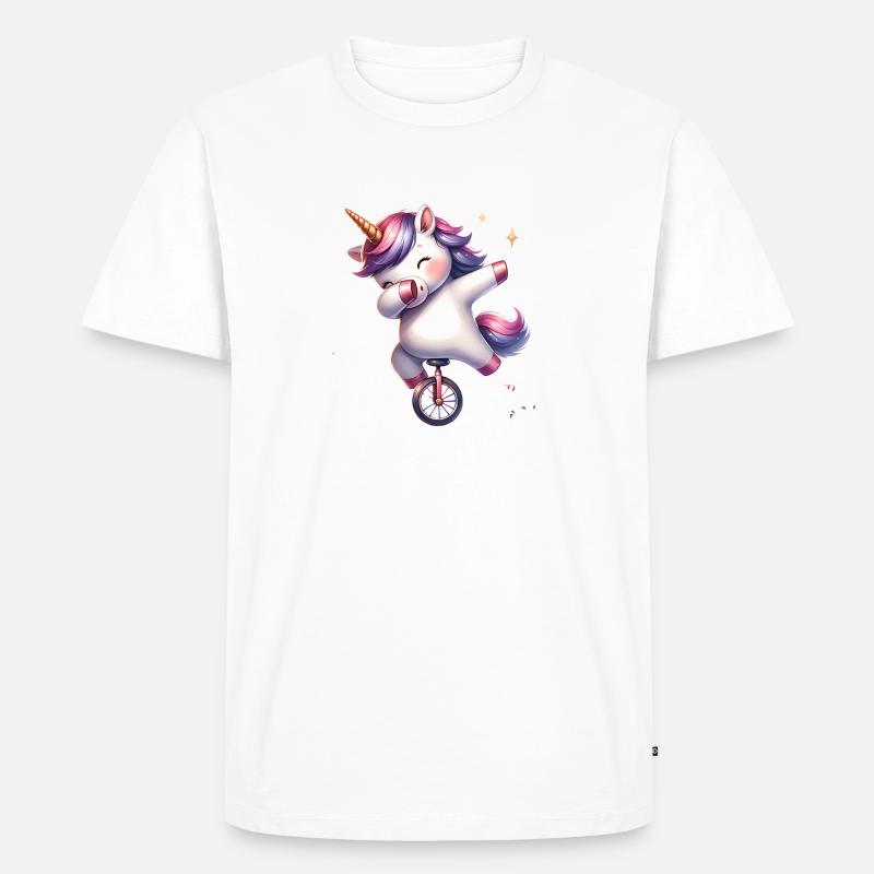 Einrad Einhorn dab dabbing - Männer Premium Bio T-Shirt - Weiß