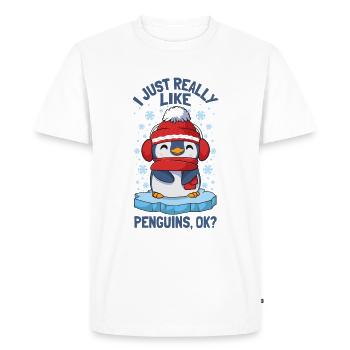 Penguins I Just Really Like Penguins - Men's Premium Organic T-Shirt - white - Front - Nico (187cm)