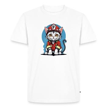 Chat Pompiers Chat Amour Chat Amoureux des Chats - T-shirt Premium bio Homme - blanc - Devant - Nico (187cm)