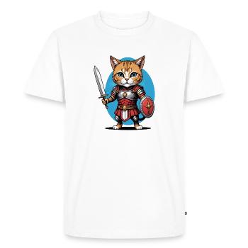 Cat Roman Warrior Cat Gift - Men's Premium Organic T-Shirt - white - Front - Nico (187cm)