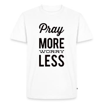 Pray More Worry Less - Men's Premium Organic T-Shirt - white - Front - Nico (187cm)