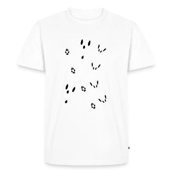 Tracks from squirrel, hare and fox - Men's Premium Organic T-Shirt - white - Front - Nico (187cm)