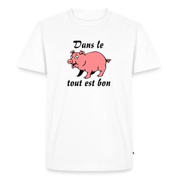 bon cochon - T-shirt Premium bio Homme - blanc - Devant - Nico (187cm)