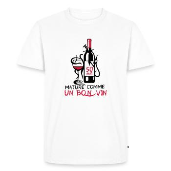 50 ans mature bouteille vin anniversaire - T-shirt Premium bio Homme - blanc - Devant - Nico (187cm)
