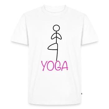 Yoga Exercise - Men's Premium Organic T-Shirt - white - Front - Nico (187cm)
