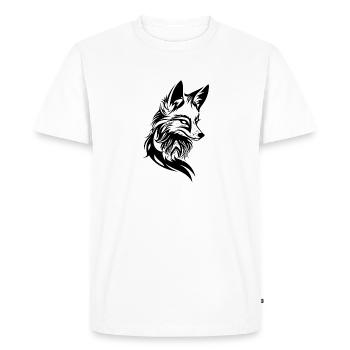 Portrait élégant de renard à l’encre de tatouage tribal - T-shirt Premium bio Homme - blanc - Devant - Nico (187cm)