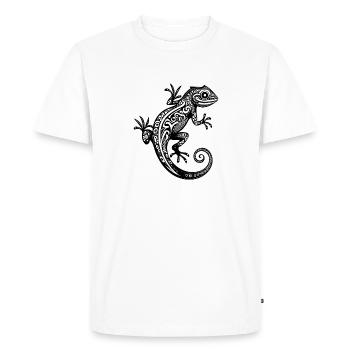 Mignon tatouage tribal gecko sur le mur - T-shirt Premium bio Homme - blanc - Devant - Nico (187cm)