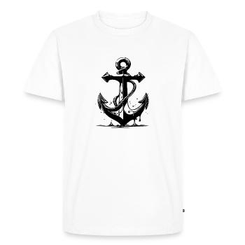 Vintage Old Wet Anchor with Rope - Men's Premium Organic T-Shirt - white - Front - Nico (187cm)
