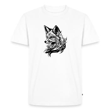 Renard mignon élégant à l’encre de tatouage - T-shirt Premium bio Homme - blanc - Devant - Nico (187cm)