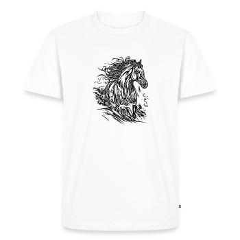 Etalon au galop avec crinière élégante dans le vent - T-shirt Premium bio Homme - blanc - Devant - Nico (187cm)