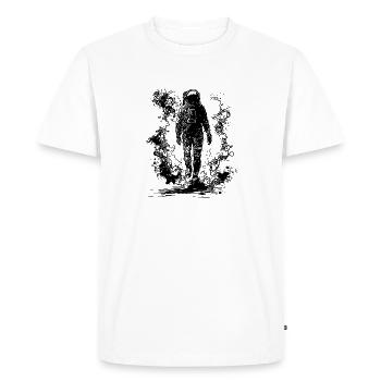 Vintage astronaut walking in the fog moonlight - Men's Premium Organic T-Shirt - white - Front - Nico (187cm)