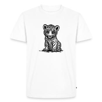 Cute little tiger with elegant striped pattern - Men's Premium Organic T-Shirt - white - Front - Nico (187cm)
