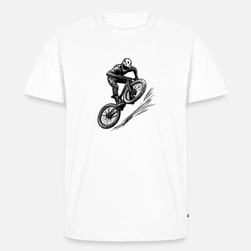VTT avec vélo de descente - T-shirt Premium bio Homme - blanc