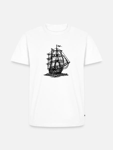 Gammelt sejlskib med to master under sejl - Herre Premium økologisk T-shirt - hvid