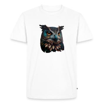 Hibou élégant et coloré avec de grands yeux - T-shirt Premium bio Homme - blanc - Devant - Nico (187cm)