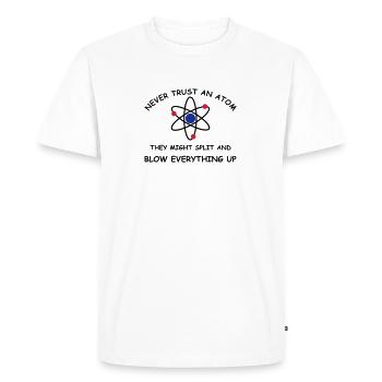 Atoms blow up - Men's Premium Organic T-Shirt - white - Front - Nico (187cm)