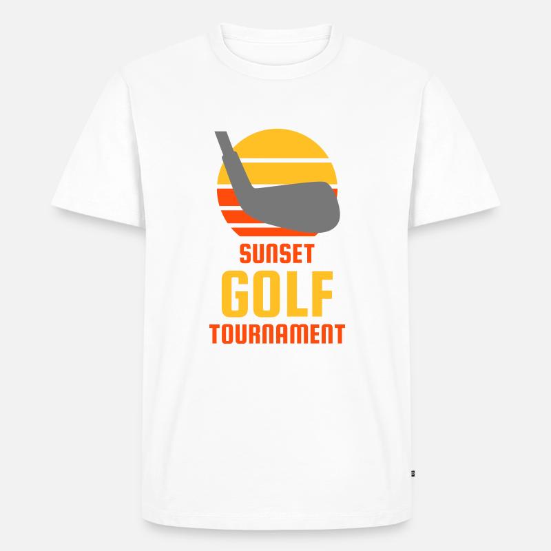 Sunset golf tournament (Golfschläger, Sonne) - Männer Premium Bio T-Shirt - Weiß