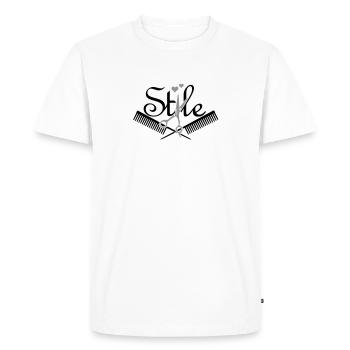 Style vom Frisör / hair style (2c) - Men's Premium Organic T-Shirt - white - Front - Nico (187cm)