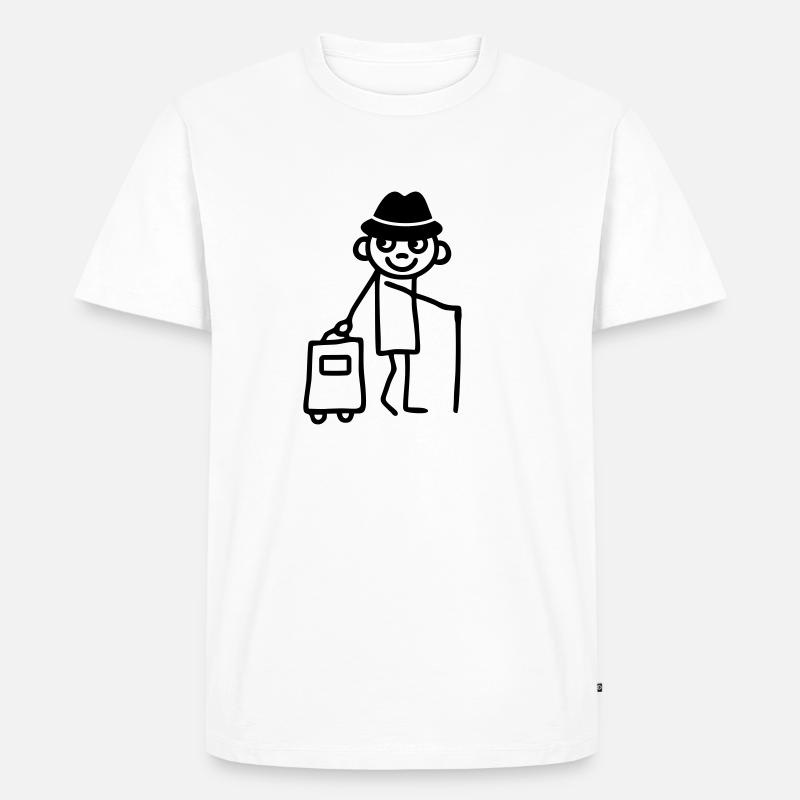 Mann mit Trolley - Männer Premium Bio T-Shirt - Weiß